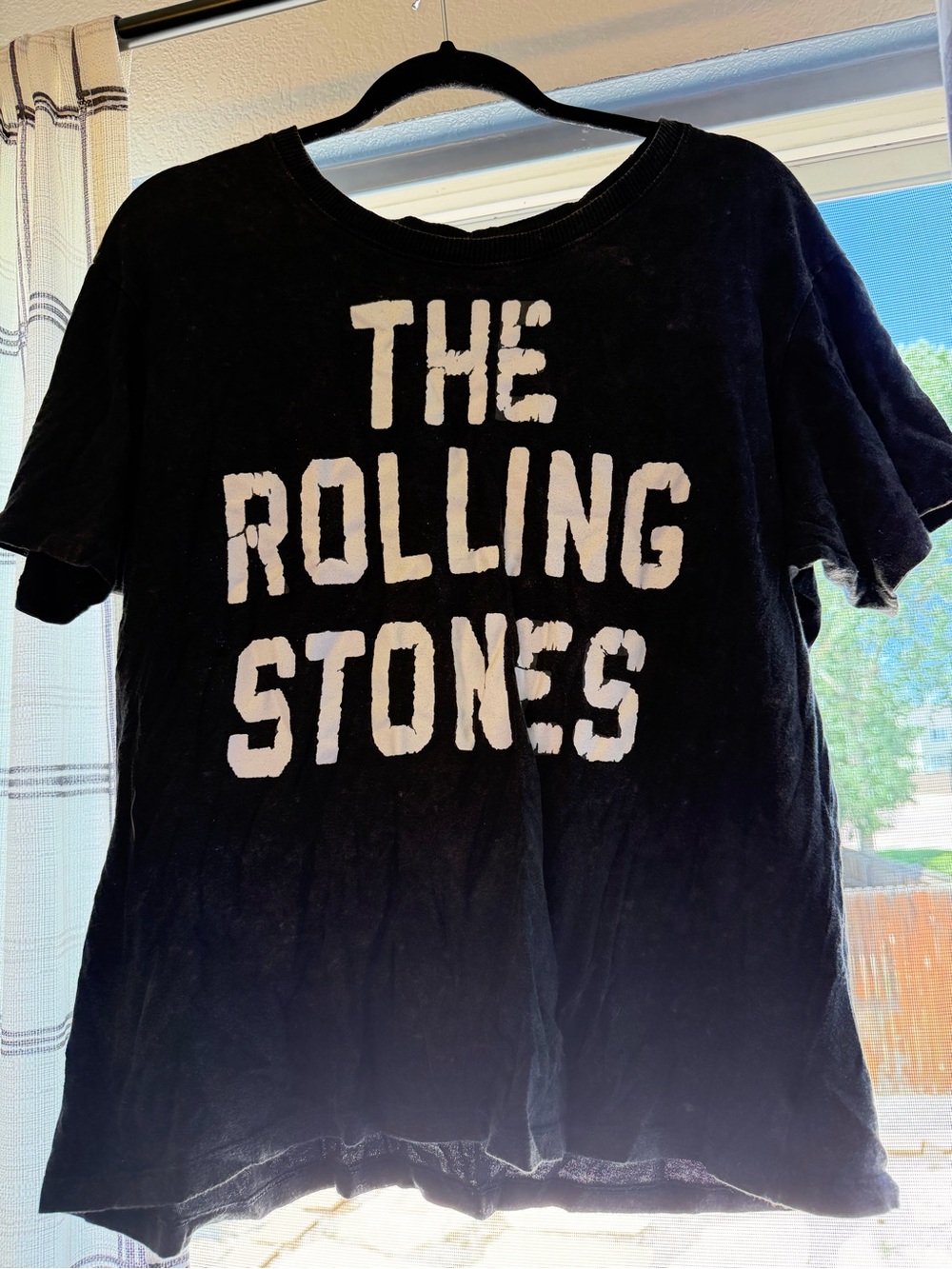 American Eagle Outfitters Black tee with white "THE ROLLING STONES" print
